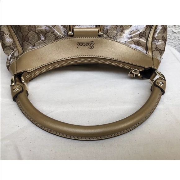 PREOWNED GUCCI PATENT LEATHER D RING HOBO HANDBAG - Picture 4 of 8